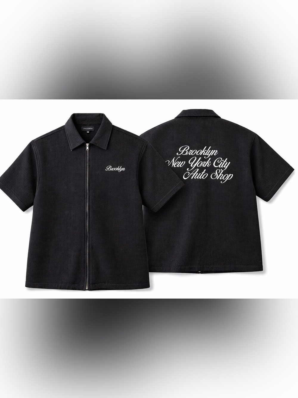 Embroidered Black Lightweight Zip Shirt Jacket